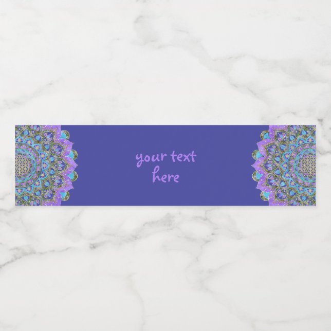 Étiquette Pour Bouteilles D'eau Fleur De Vie - Mandala India Style 2 (Étiquettes simples)