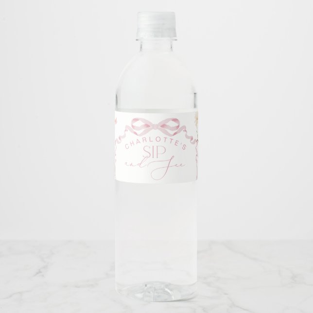 Étiquette Pour Bouteilles D'eau Fleur sauvage Bow Rose Sip Voir (Devant)