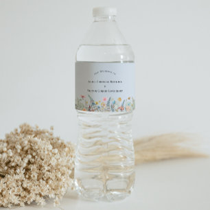 Étiquette Pour Bouteilles D'eau Fleur sauvage simple Fern Dusty Blue Mariage