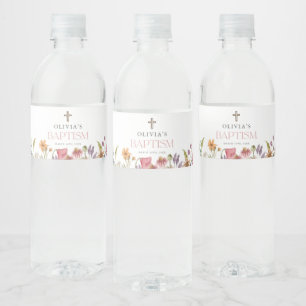 Étiquette Pour Bouteilles D'eau Fleur sauvage Spring Floral Girl Baptism Party