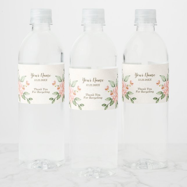Étiquette Pour Bouteilles D'eau Fleurs blanches à l'aquarelle de fête élégante (Bouteilles)