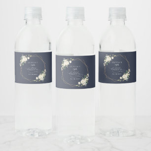 Étiquette Pour Bouteilles D'eau Fleurs blanches, Fleurs crème, Bohème, Anniversair