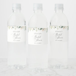 Étiquette Pour Bouteilles D'eau Fleurs blanches, Fleurs de crème, Boho, Fête des m