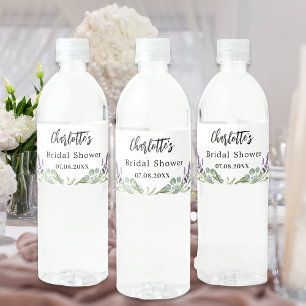 Étiquette Pour Bouteilles D'eau Fleurs de lavande eucalyptus pour douche de mariée