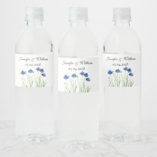 Étiquette Pour Bouteilles D'eau Fleurs Fleurs sauvages de Cornflowers Mariage d'aq