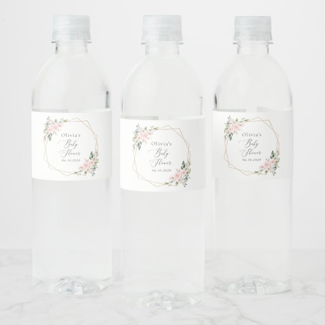 Étiquette Pour Bouteilles D'eau Fleurs Rouges, Fleurs Roses, Boho, Baby shower (Bouteilles)