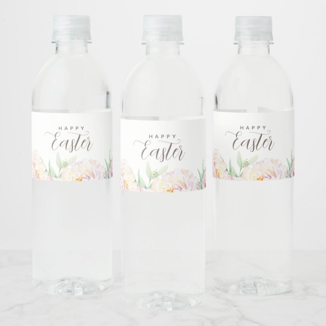 Étiquette Pour Bouteilles D'eau Fleurs simples et élégantes Pâques personnalisées (Bouteilles)