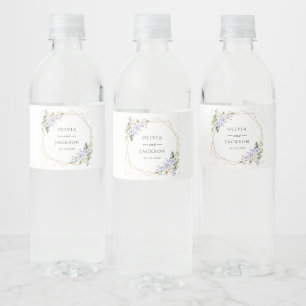 Étiquette Pour Bouteilles D'eau Fleurs violettes, Fleurs blanches, Boho, Mariage