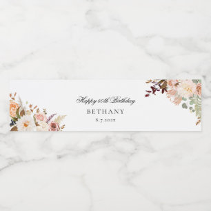 Étiquette Pour Bouteilles D'eau Floral 60e fête d'anniversaire Custom