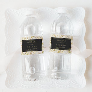 Étiquette Pour Bouteilles D'eau Floral doré Mariage crème et or
