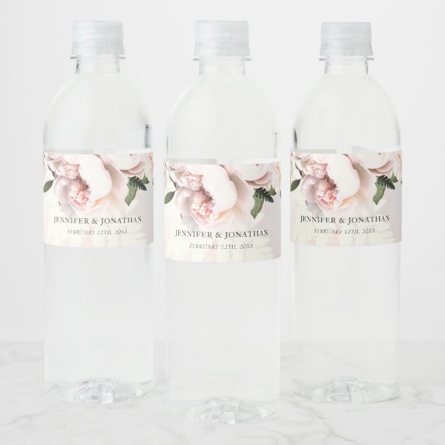 Étiquette Pour Bouteilles D'eau Floral rose mariage (Bouteilles)
