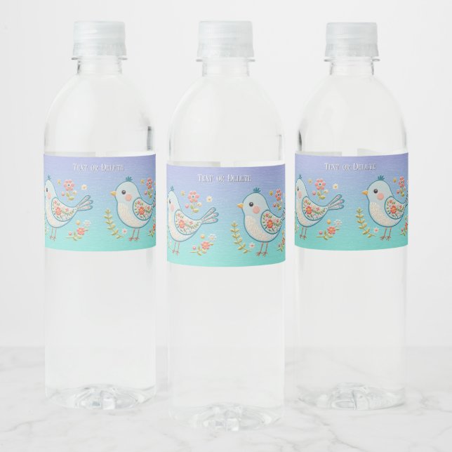 Étiquette Pour Bouteilles D'eau Flore de Little Blue Bird (Bouteilles)