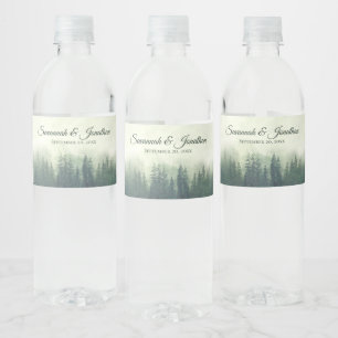 Étiquette Pour Bouteilles D'eau Foggy Green Pine Forest Mariage rustique