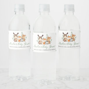 Étiquette Pour Bouteilles D'eau Forêt de verdure Forêt Animal 1er anniversaire Fav