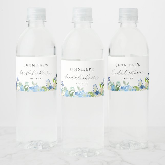 Étiquette Pour Bouteilles D'eau Fournitures de fête prénuptiale Hortensia Bleu (Bouteilles)