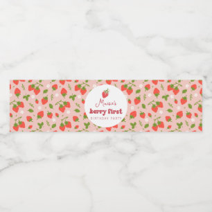 Étiquette Pour Bouteilles D'eau Fraise Berry Première fête d'anniversaire