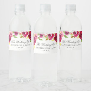 Étiquette Pour Bouteilles D'eau Fuchsia Rose Floral Chic Mariage personnalisé