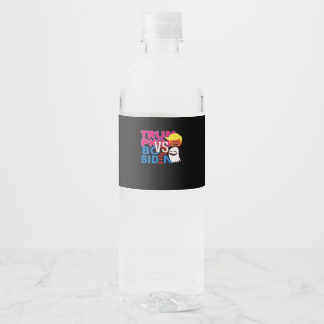 Étiquette Pour Bouteilles D'eau Funky Trumpkin Vs Boo Biden Classe Design Hallowee (Devant)