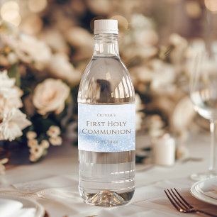 Étiquette Pour Bouteilles D'eau Garçon Première Communion Aquarelle Bleue
