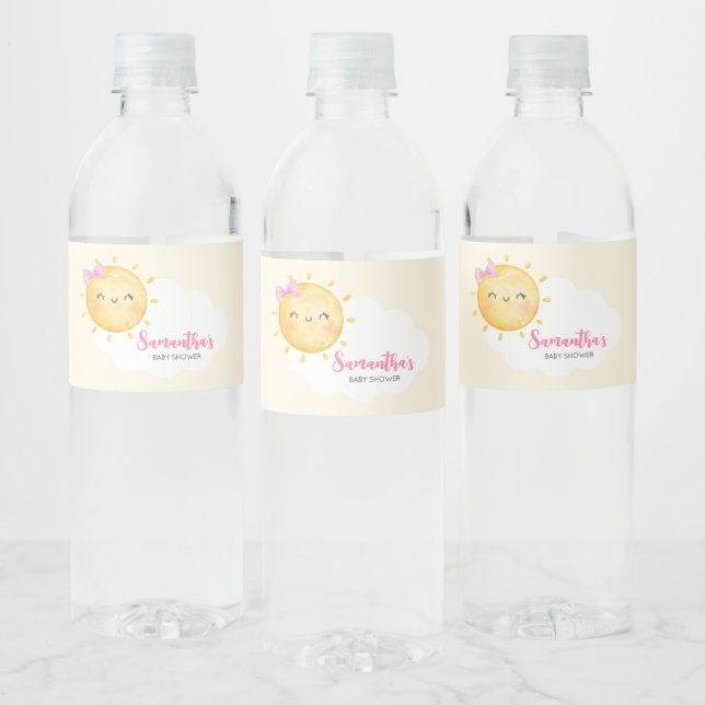 Étiquette Pour Bouteilles D'eau Girl Little Ray of Sunshine Baby shower (Bouteilles)