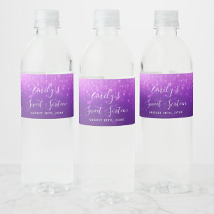 Étiquette Pour Bouteilles D'eau Glam Purple Sweet 16