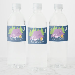 Étiquette Pour Bouteilles D'eau Glamping Girls violet Camping Anniversaire