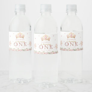 Étiquette Pour Bouteilles D'eau Gold Crown Princesse Fille 1er anniversaire