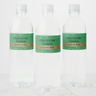 Étiquette Pour Bouteilles D'eau Gold Green Graduate personnalisée Classe personnal