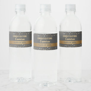 Étiquette Pour Bouteilles D'eau Gold Grey Graduate personnalisée Classe personnali