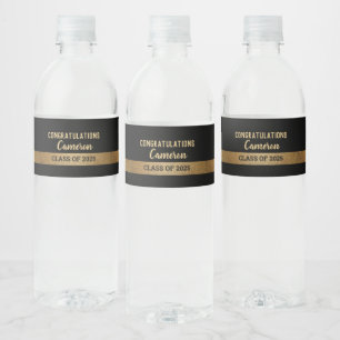 Étiquette Pour Bouteilles D'eau Gold noir Diplômé personnalisé Classe personnalisé