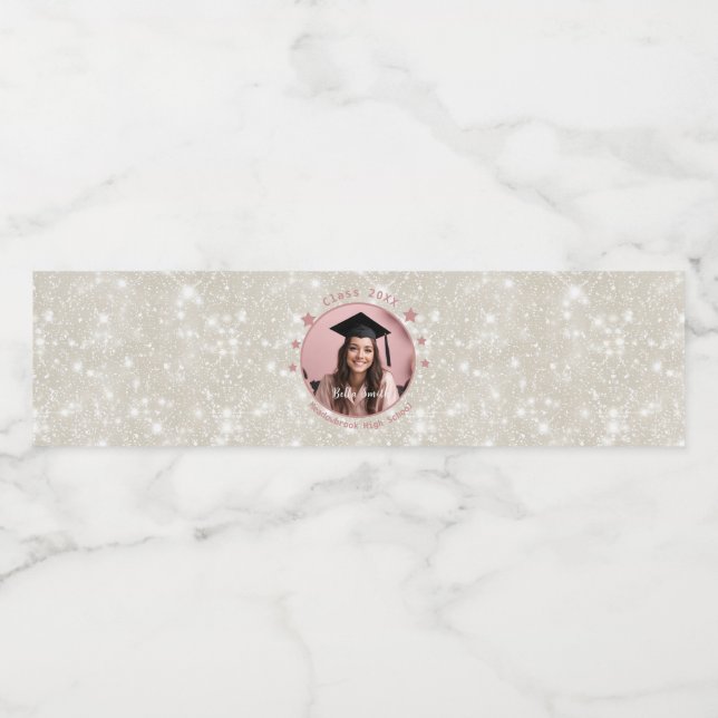 Étiquette Pour Bouteilles D'eau Graduation photo Parties scintillant moderne (Étiquettes simples)