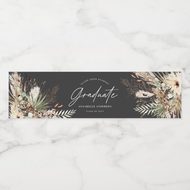 Étiquette Pour Bouteilles D'eau Gradué faveur pampas eucalyptus noir moderne (Étiquettes simples)