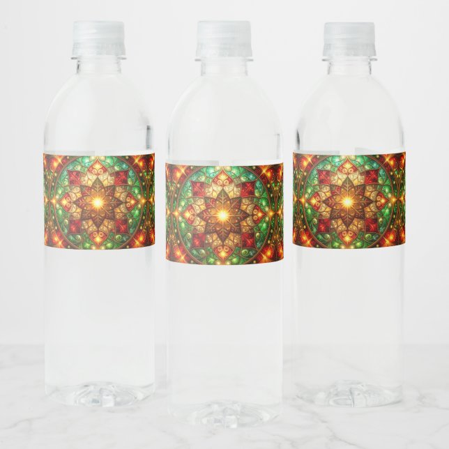 Étiquette Pour Bouteilles D'eau Green Red Decorative Holiday (Bouteilles)