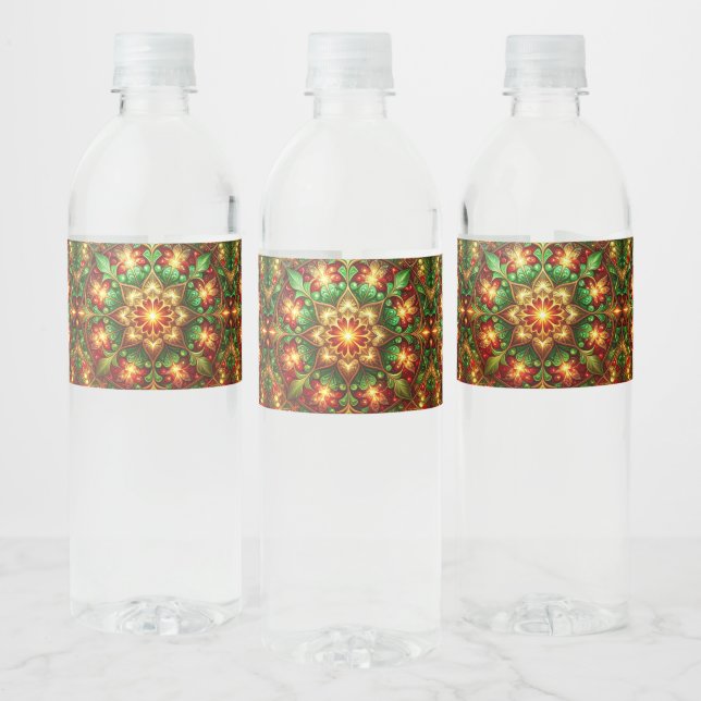 Étiquette Pour Bouteilles D'eau Green Red Decorative Holiday (Bouteilles)