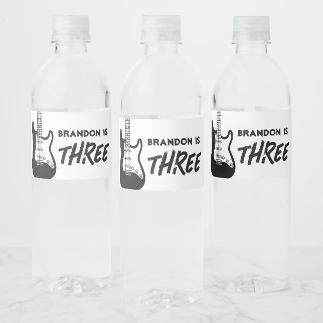 Étiquette Pour Bouteilles D'eau Guitare Rock and Roll Anniversaire (Bouteilles)
