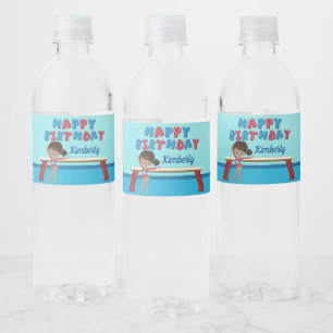 Étiquette Pour Bouteilles D'eau Gymnastique African American Girl Birthday Party