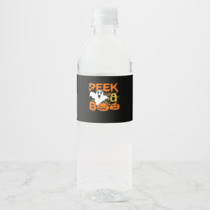 Étiquette Pour Bouteilles D'eau Halloween avec Peekaboo Citrouille