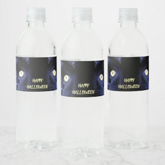 Étiquette Pour Bouteilles D'eau Halloween fête peur Chat noir Horreur nuit sombre