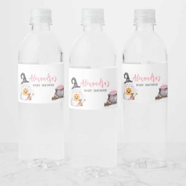 Étiquette Pour Bouteilles D'eau Halloween Pink Baby brasse le Baby shower (Bouteilles)