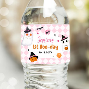 Étiquette Pour Bouteilles D'eau Halloween rose mignon Fantôme 1er anniversaire
