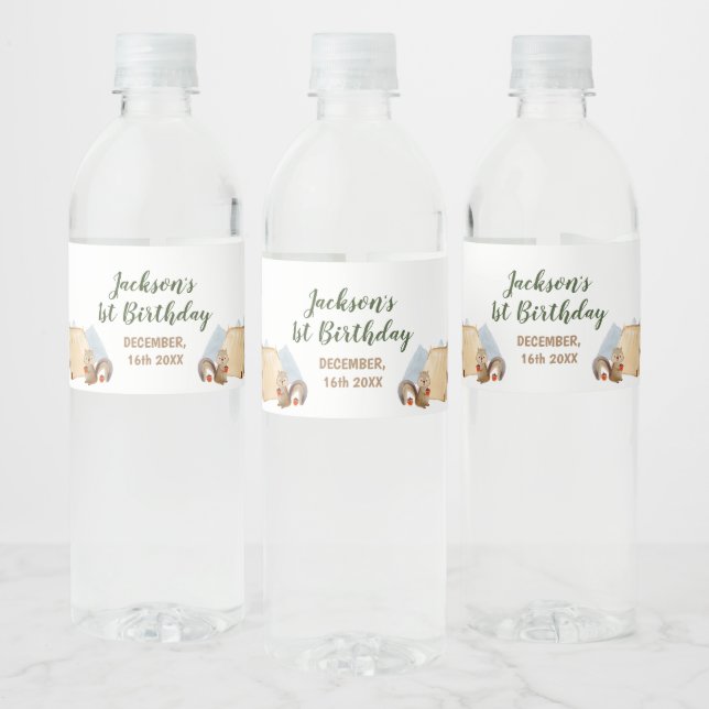 Étiquette Pour Bouteilles D'eau Happy Camper Woodland Birthday Water Bottle Étique (Bouteilles)