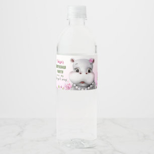 Étiquette Pour Bouteilles D'eau Hippo rose florale fille anniversaire
