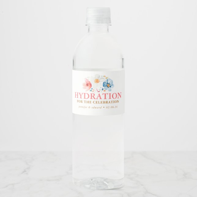 Étiquette Pour Bouteilles D'eau Hydration pour la fête - Fleur sauvage (Devant)