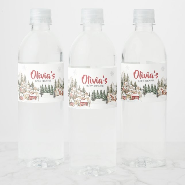 Étiquette Pour Bouteilles D'eau Il faut un Baby shower de village (Bouteilles)