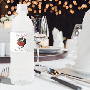 Étiquette Pour Bouteilles D'eau Imaginaire de Roses rouges Dragon Noir