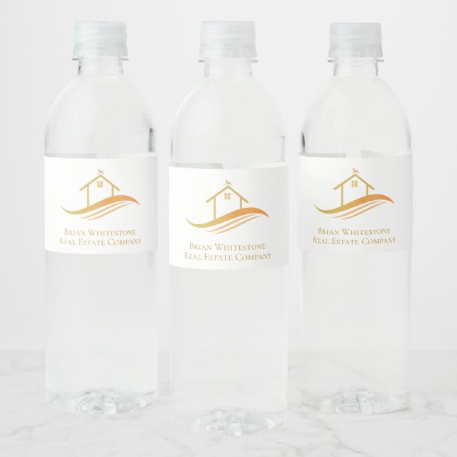 Étiquette Pour Bouteilles D'eau Immobilier Société Chic Or Custom Open House (Bouteilles)
