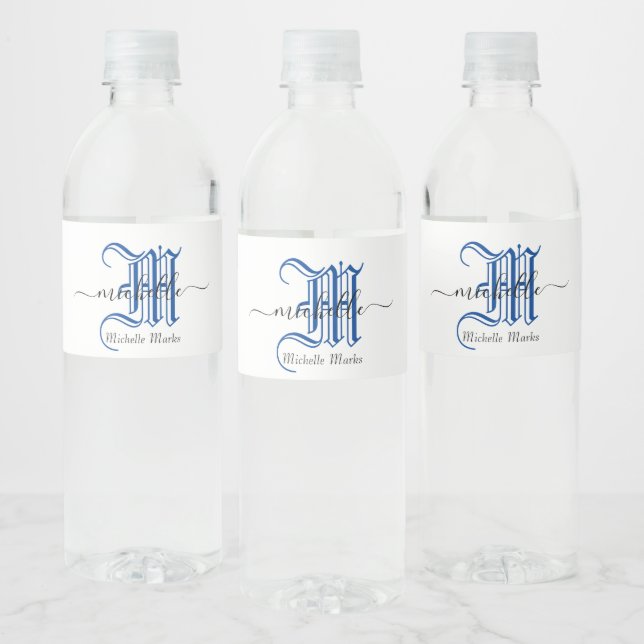 Étiquette Pour Bouteilles D'eau initiale de monogramme nom d'entreprise personnali (Bouteilles)