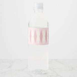 Étiquette Pour Bouteilles D'eau Jacquard rose moderne du milieu du siècle Étiquett