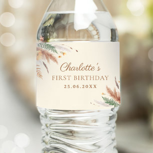 Étiquette Pour Bouteilles D'eau Jardin Fleur sauvage Floral 1er anniversaire