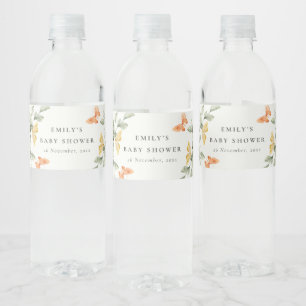 Étiquette Pour Bouteilles D'eau Jardin Jaune mignon Baby shower de Papillons